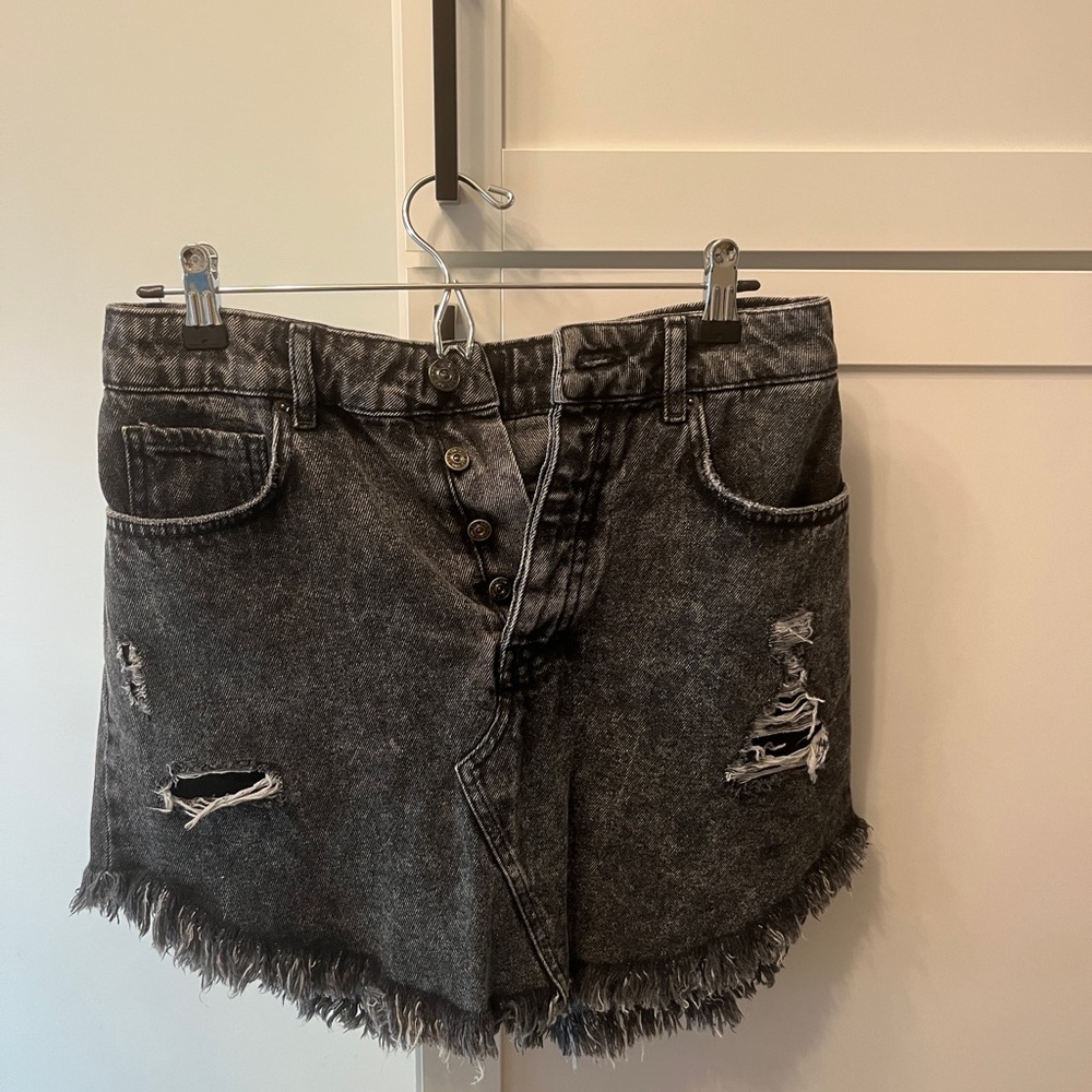 BDG frayed hem denim mini skirt